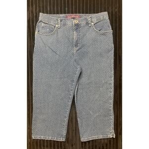 Gloria Vanderbilt Women's Polka Dot Capris - Size 10P, Blue & White, 18" Inseam!